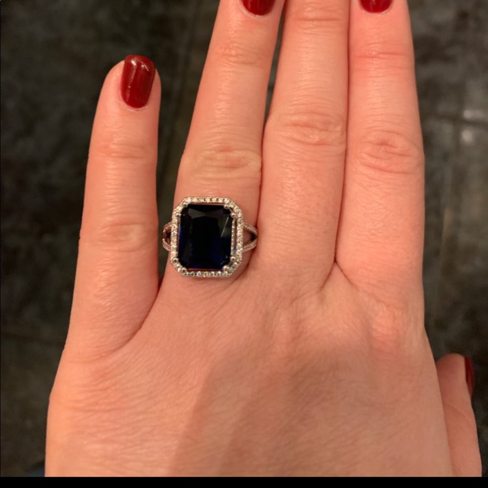 Sapphire blue CZ ring size 6